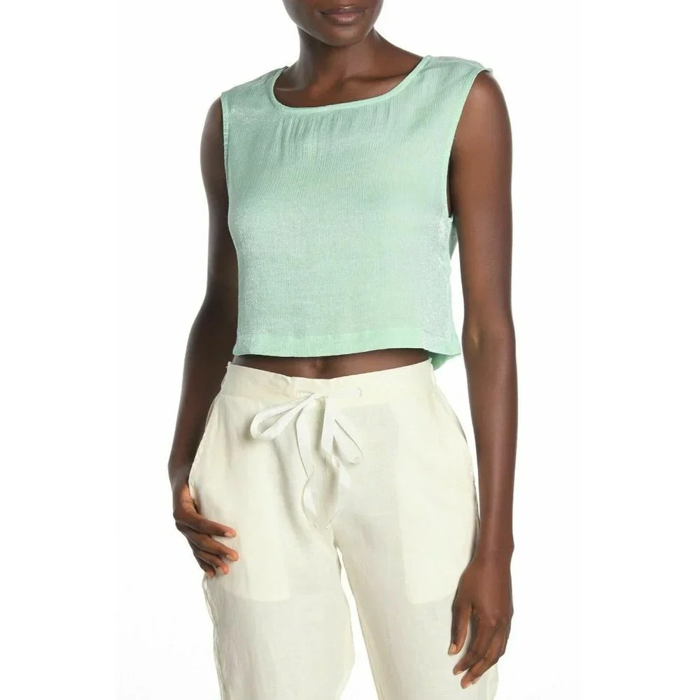 Onia Size M Charlotte Cropped Tank Top Mint Green